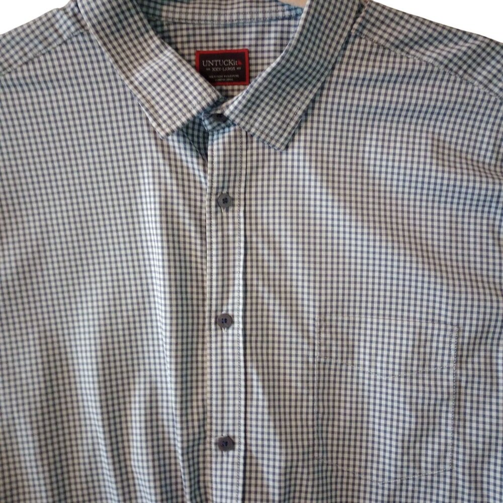 Mens Untuckit Godello Blue Check Button-Up Shirt Short Sleeve Size XXXL 3XL